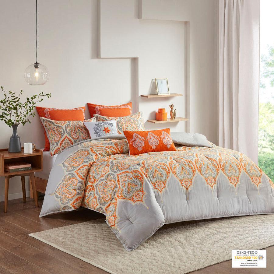 Olliix.com Comforters & Blankets - Nisha King/California King Comforter Set Orange