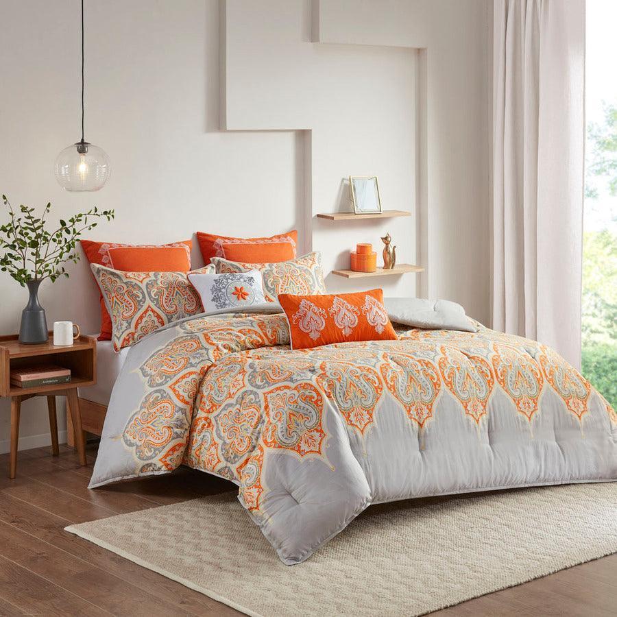 Olliix.com Comforters & Blankets - Nisha King/California King Comforter Set Orange