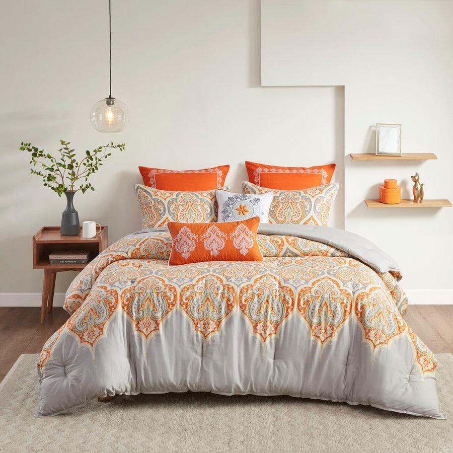 Olliix.com Comforters & Blankets - Nisha King/California King Comforter Set Orange
