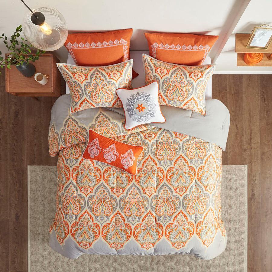 Olliix.com Comforters & Blankets - Nisha King/California King Comforter Set Orange