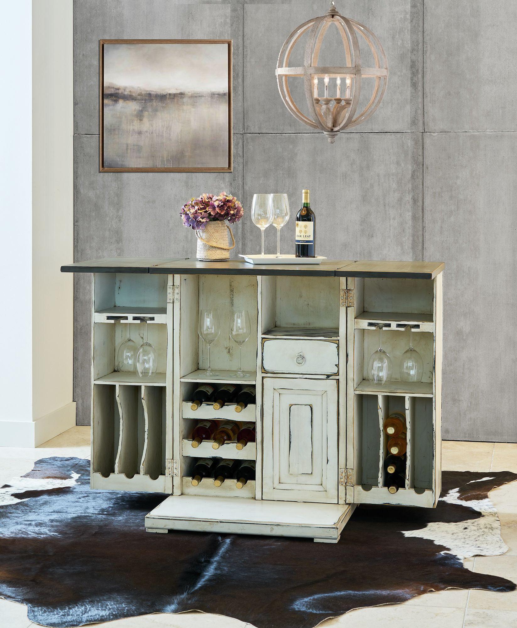 Elements Bar Units & Wine Cabinets - Nixie Bar in Antique White