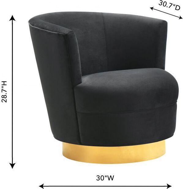 Tov Furniture Accent Chairs - Noah Black Swivel Chair