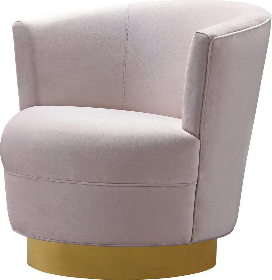 Tov Furniture Accent Chairs - Noah Blush Velvet Swivel Chair Blush