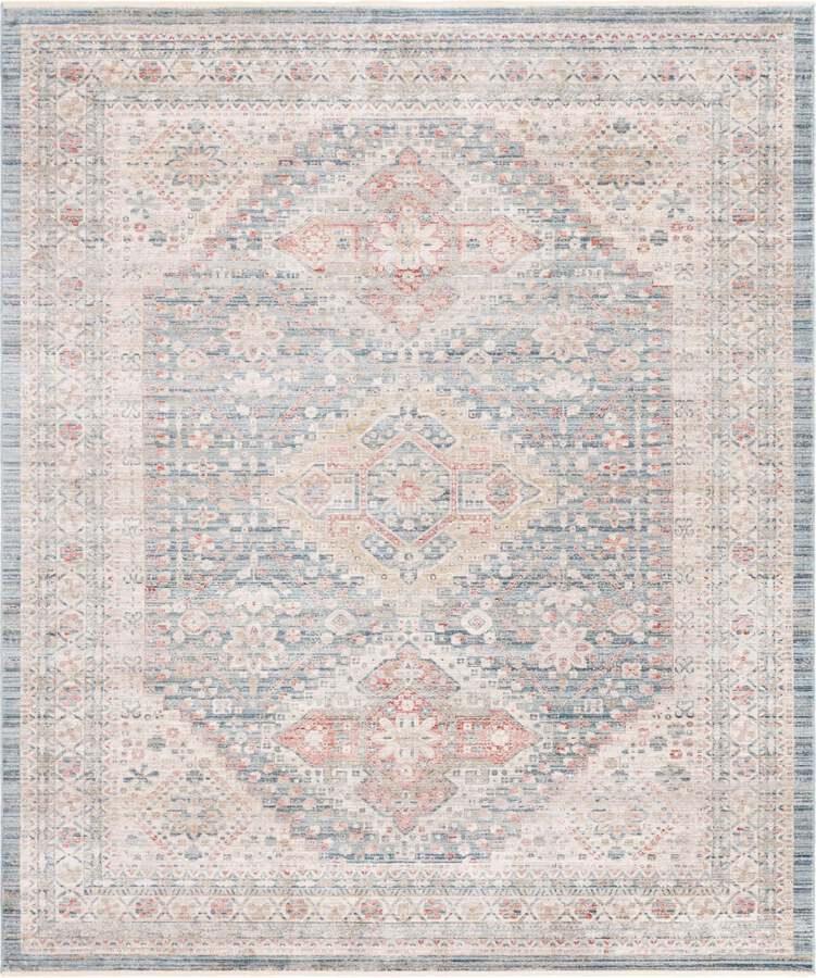 Unique Loom Indoor Rugs - Noble 9x12 Blue & Beige