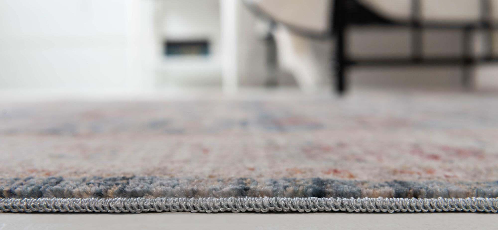 Unique Loom Indoor Rugs - Noble Floral Rectangular 8x10 Rug Blue & Beige