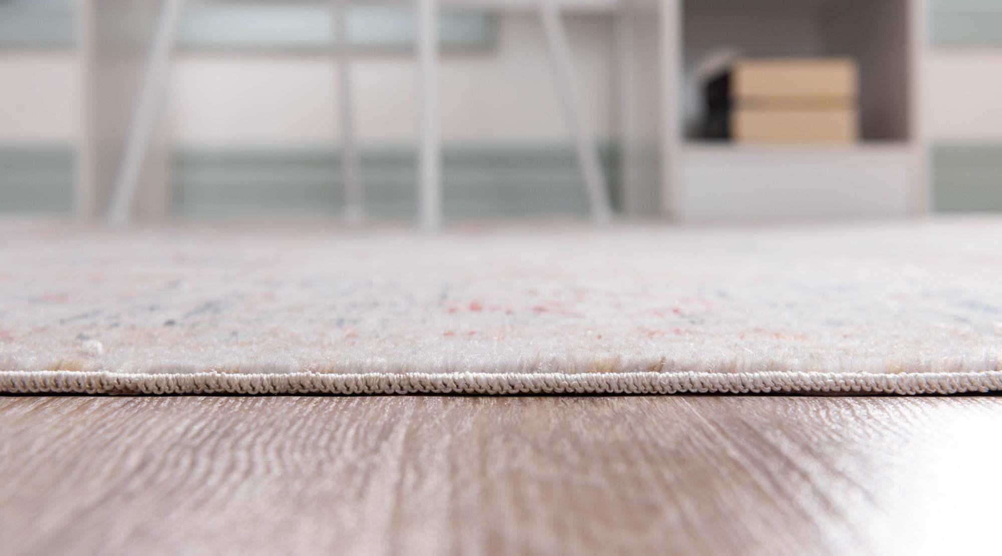 Unique Loom Indoor Rugs - Noble Floral Rectangular 8x10 Rug Ivory & Blue