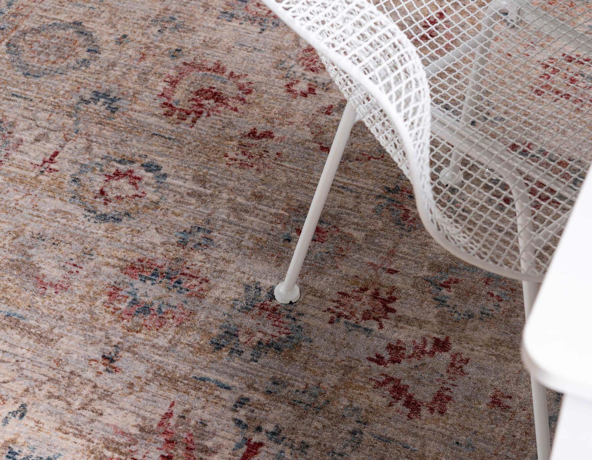 Unique Loom Indoor Rugs - Noble Floral Rectangular 8x10 Rug Ivory & Blue
