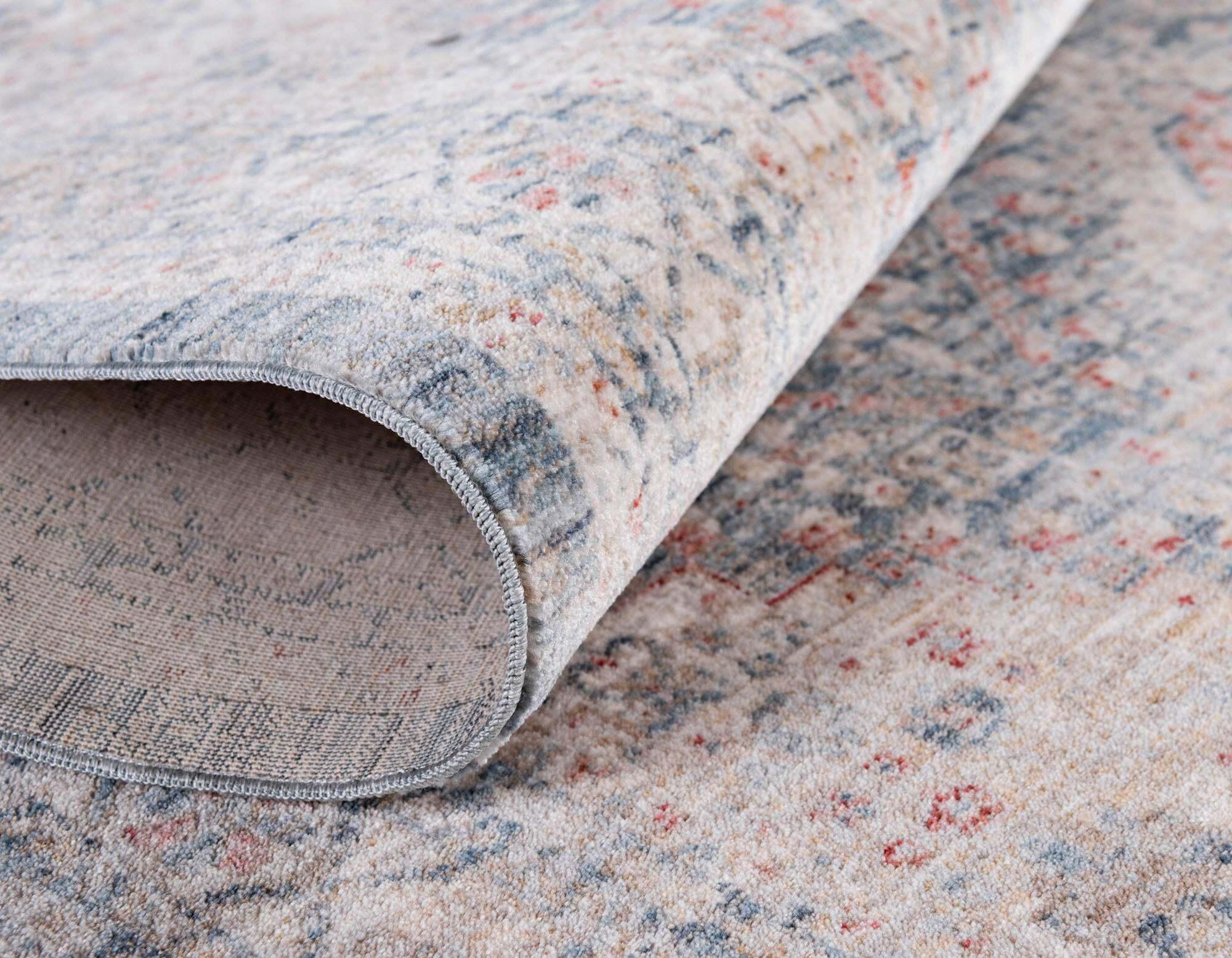 Unique Loom Indoor Rugs - Noble Medalion Border Rectangular 8x10 Rug Blue & Beige