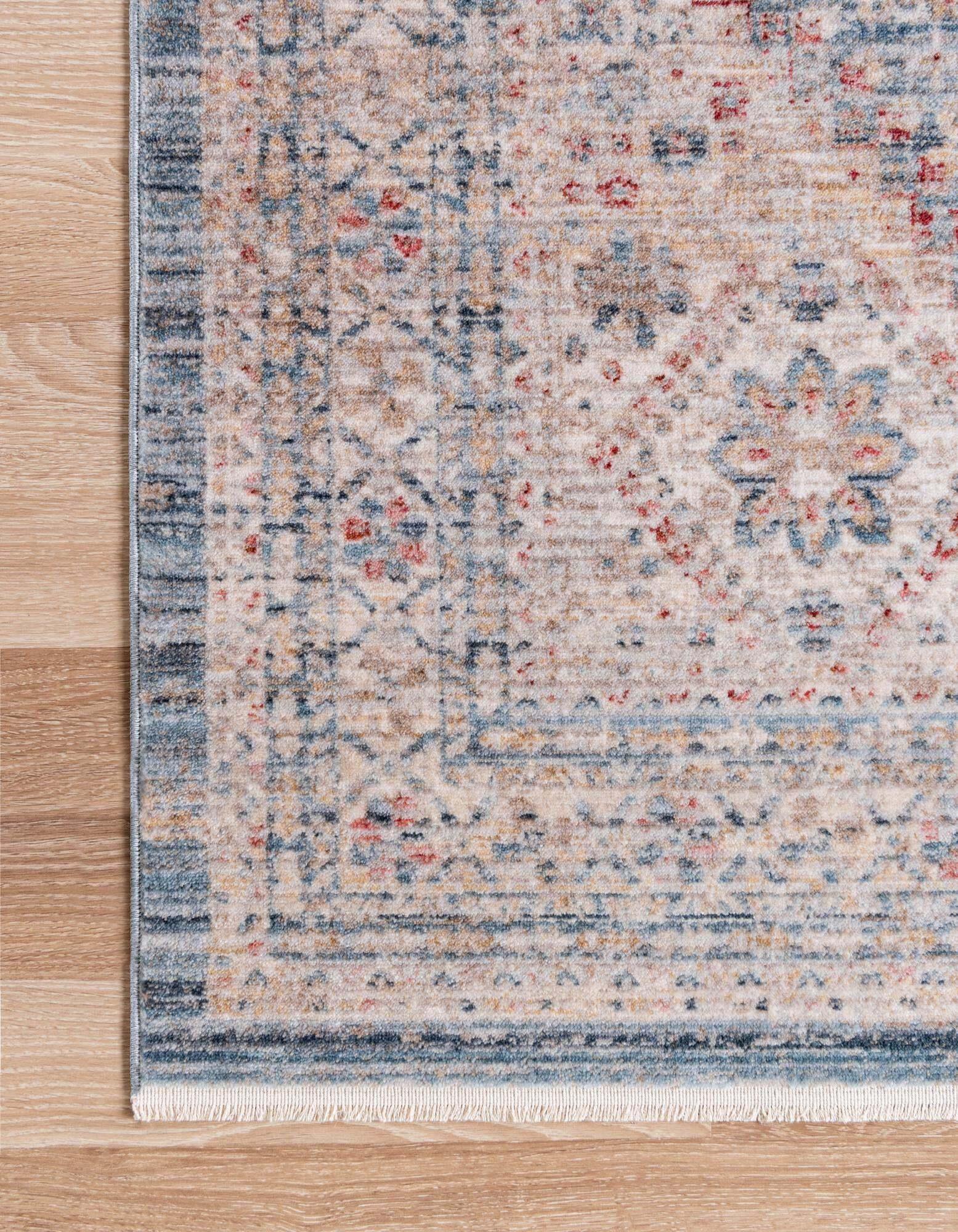 Unique Loom Indoor Rugs - Noble Medalion Border Rectangular 8x10 Rug Blue & Beige