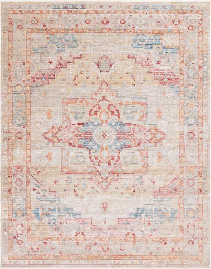 Unique Loom Indoor Rugs - Noble Medallion 10x14 Red & Beige