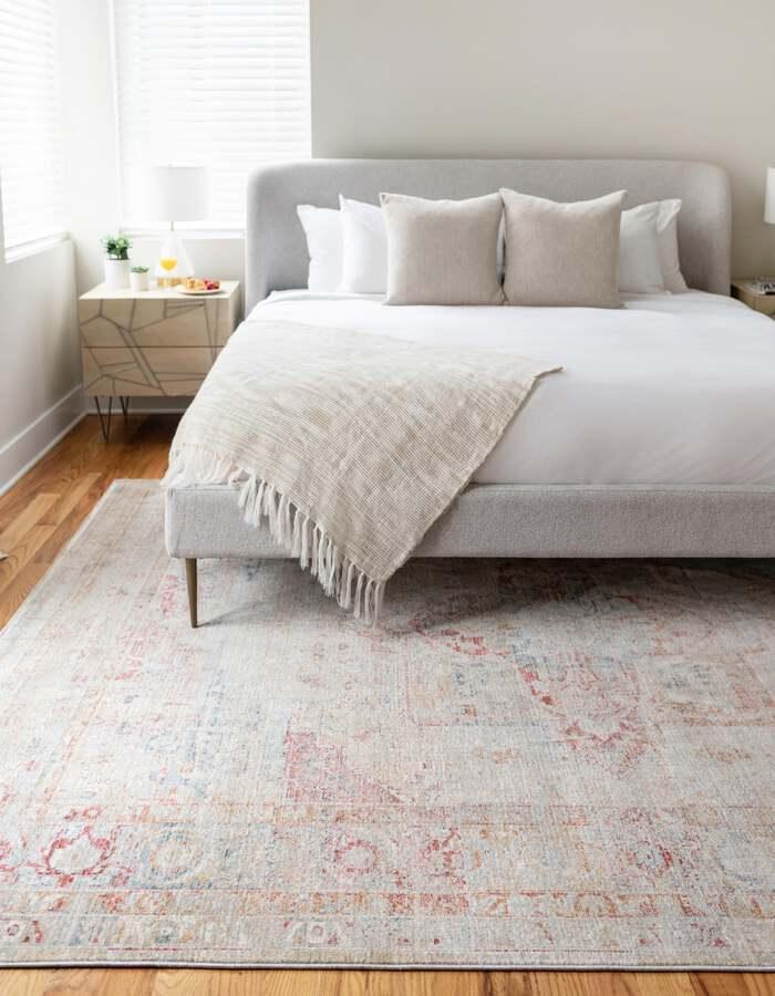 Unique Loom Indoor Rugs - Noble Medallion 10x14 Red & Beige