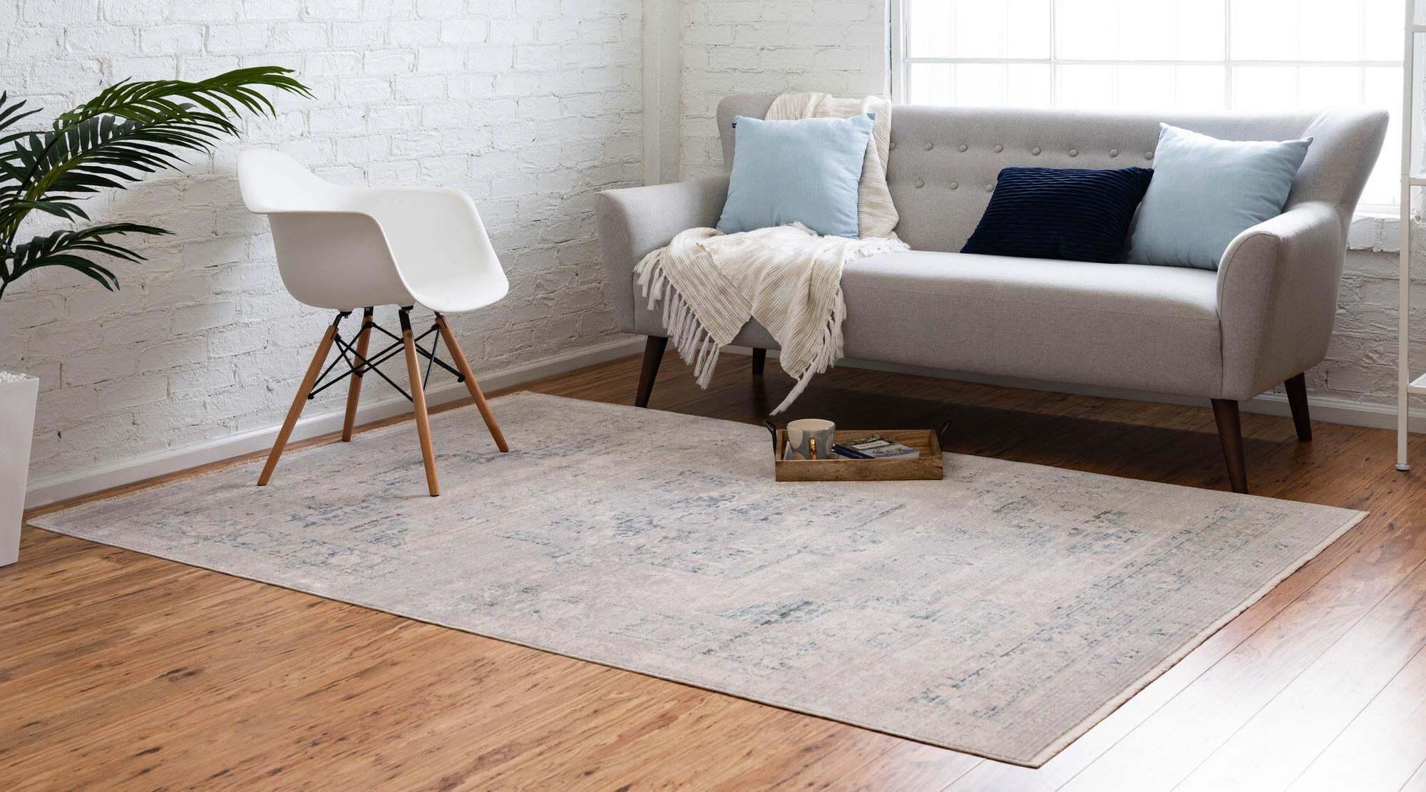 Unique Loom Indoor Rugs - Noble Medallion Rectangular 8x10 Rug Blue & Beige