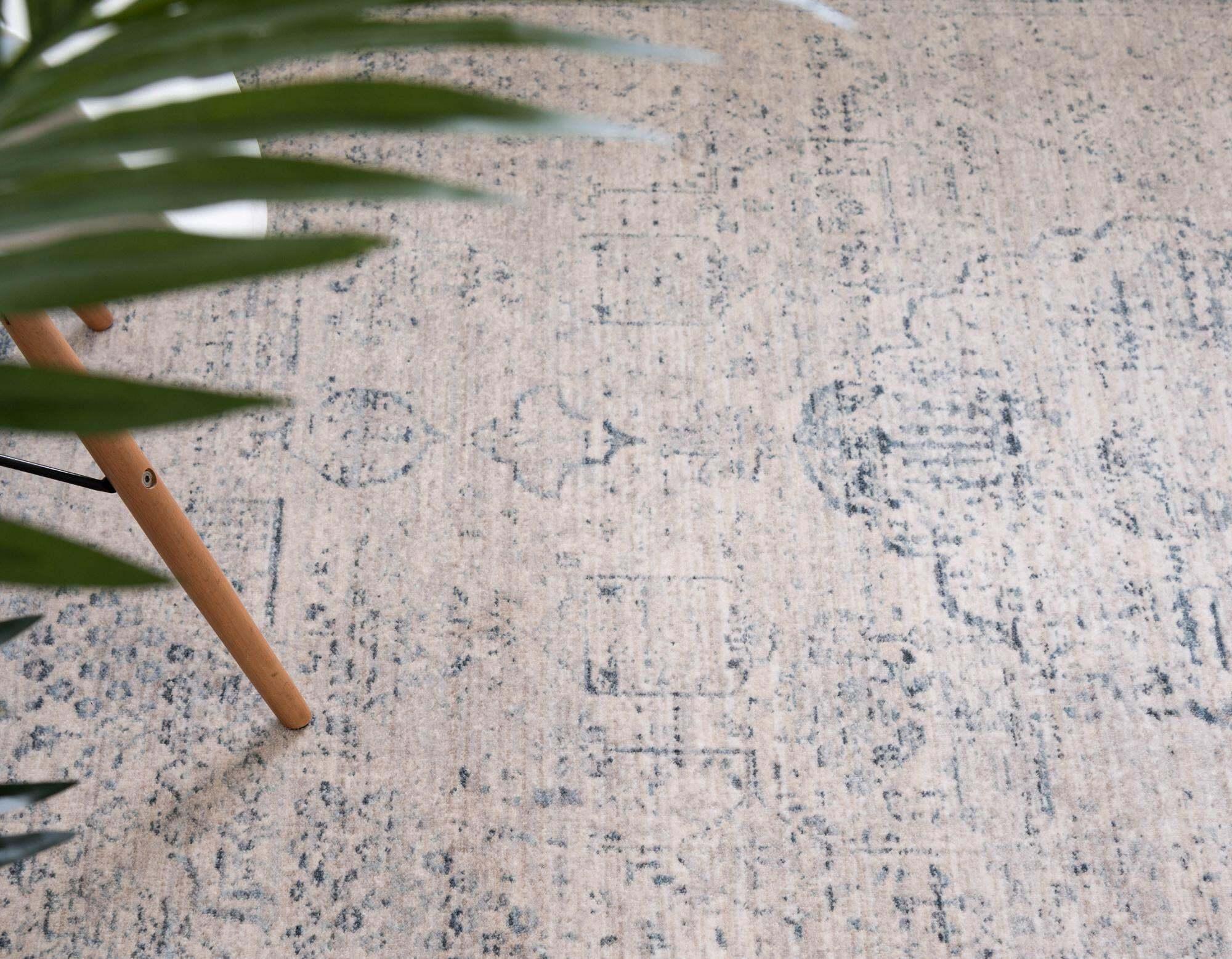 Unique Loom Indoor Rugs - Noble Medallion Rectangular 8x10 Rug Gray & Blue