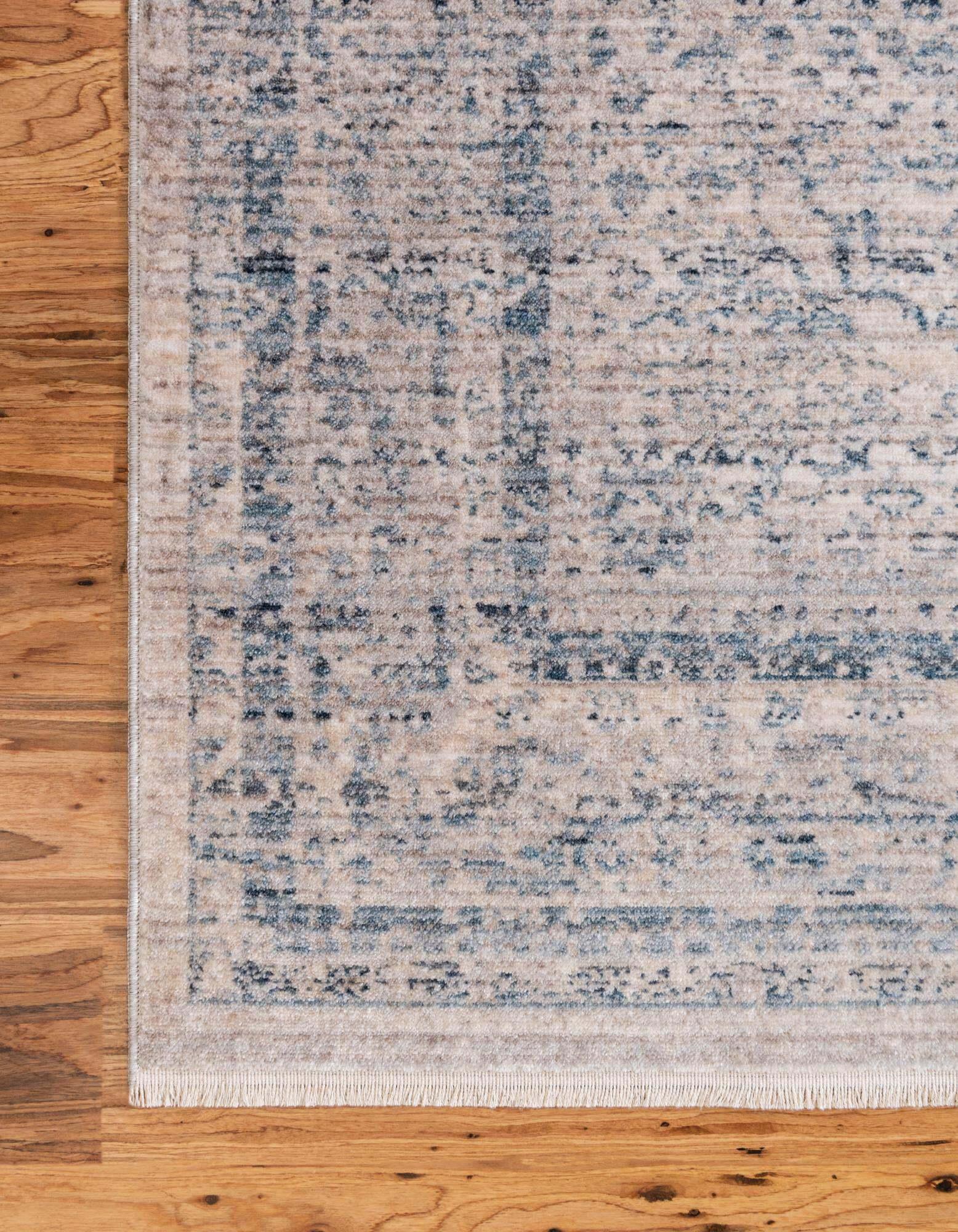 Unique Loom Indoor Rugs - Noble Medallion Rectangular 8x10 Rug Gray & Blue