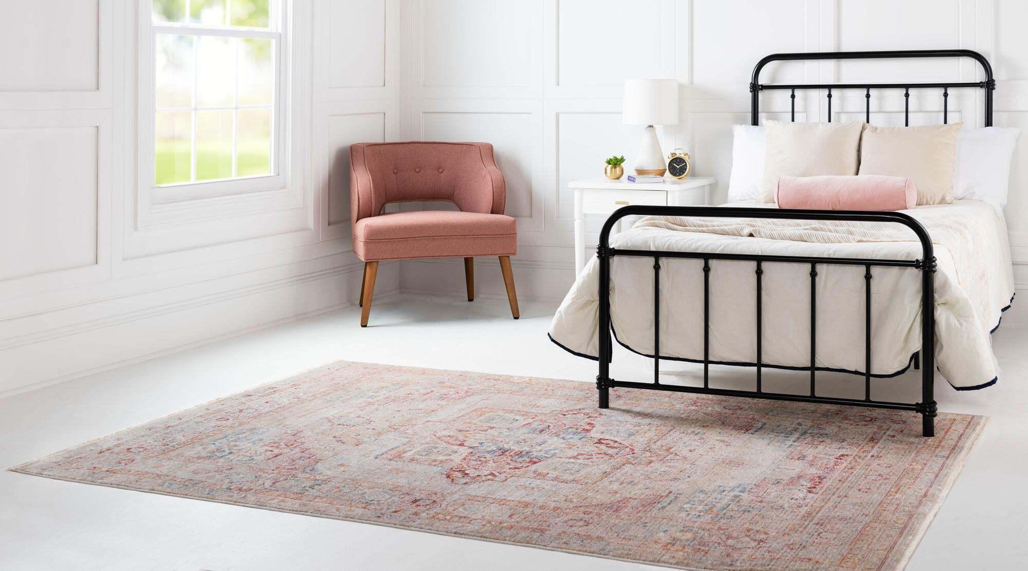Unique Loom Indoor Rugs - Noble Medallion Rectangular 8x10 Rug Red & Beige