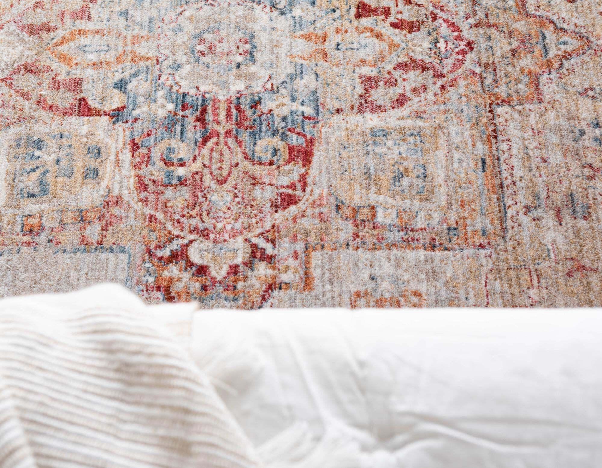 Unique Loom Indoor Rugs - Noble Medallion Rectangular 8x10 Rug Red & Beige