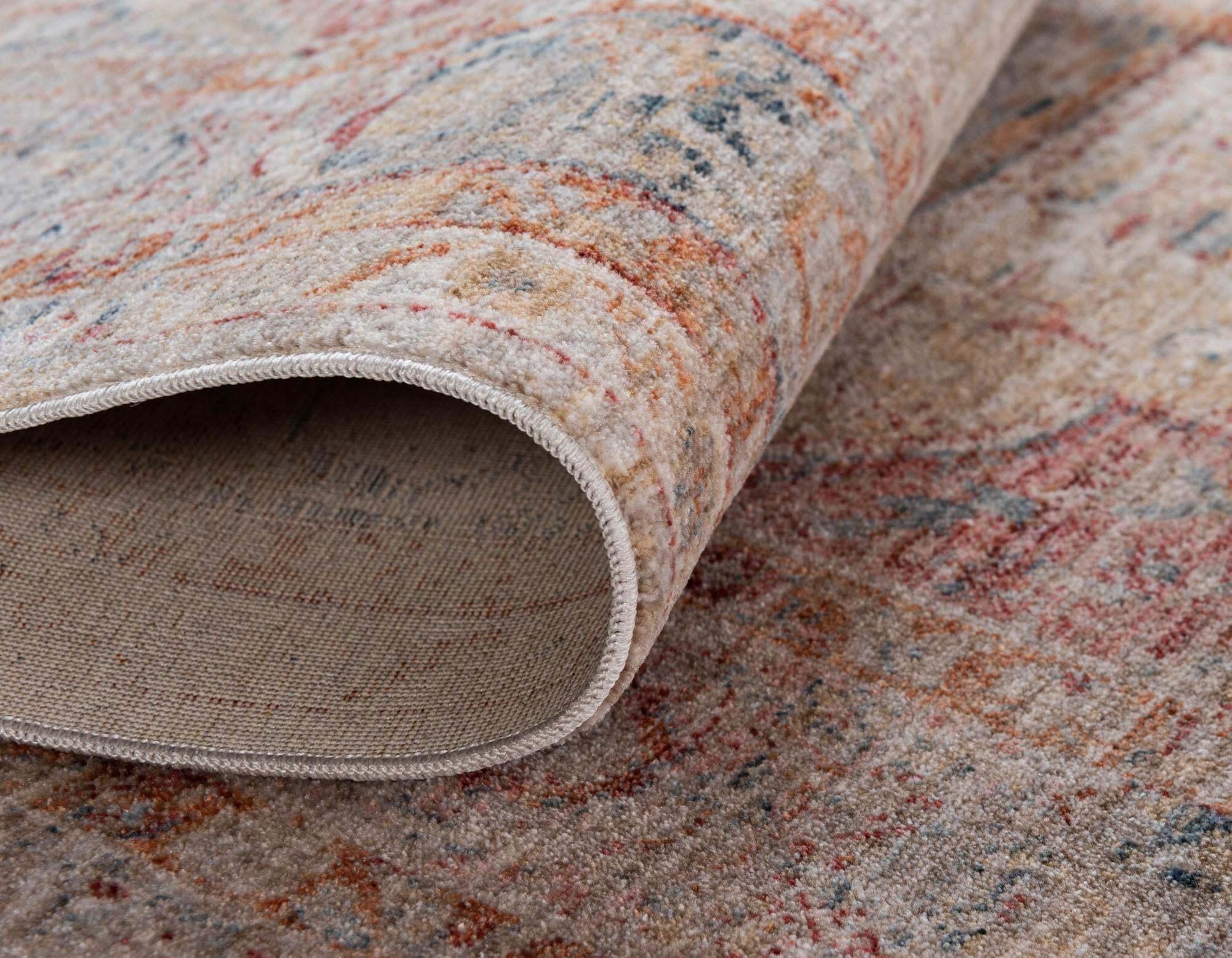 Unique Loom Indoor Rugs - Noble Medallion Rectangular 8x10 Rug Red & Beige