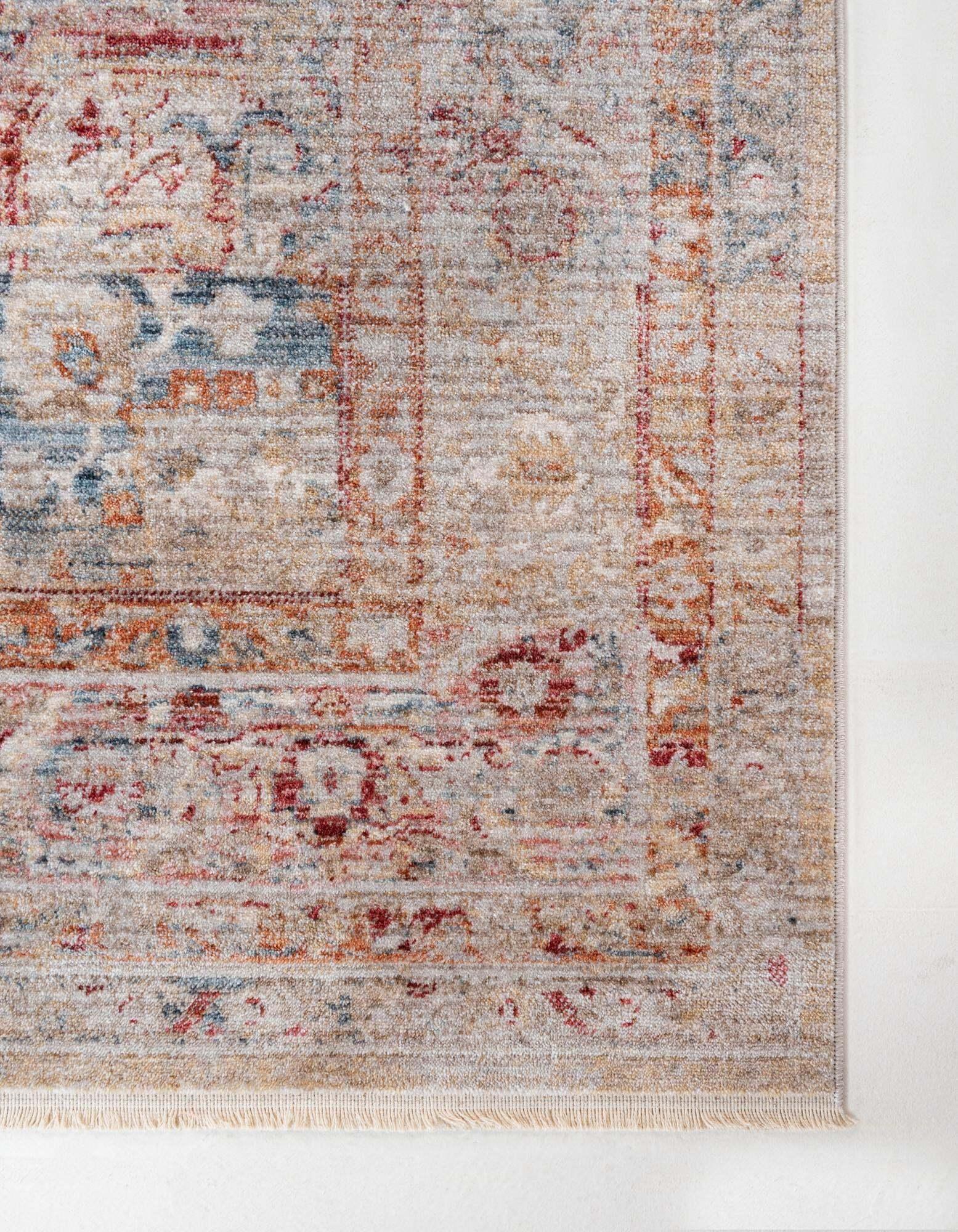 Unique Loom Indoor Rugs - Noble Medallion Rectangular 8x10 Rug Red & Beige