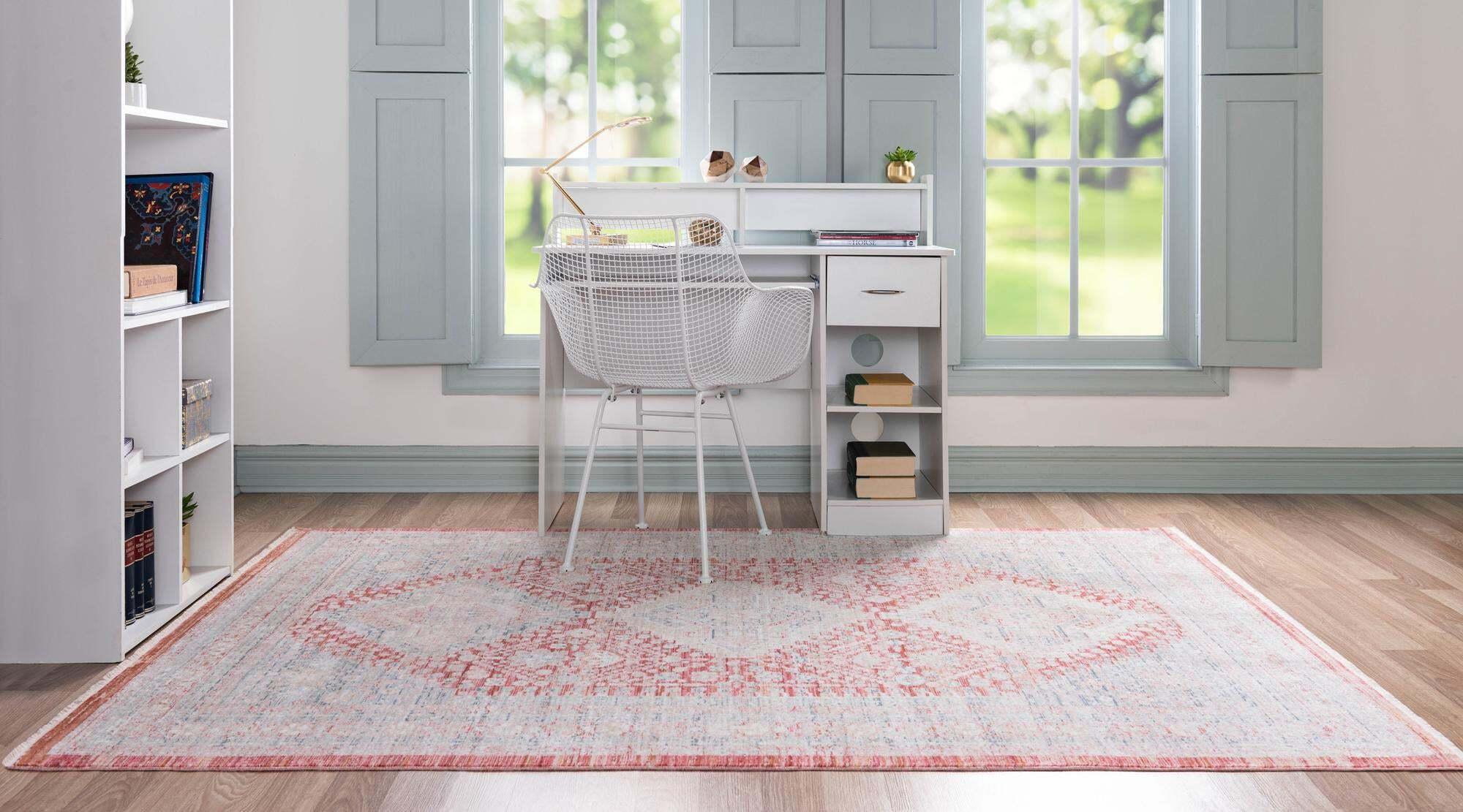 Unique Loom Indoor Rugs - Noble Rectangular 8x10 Rug Red & Beige