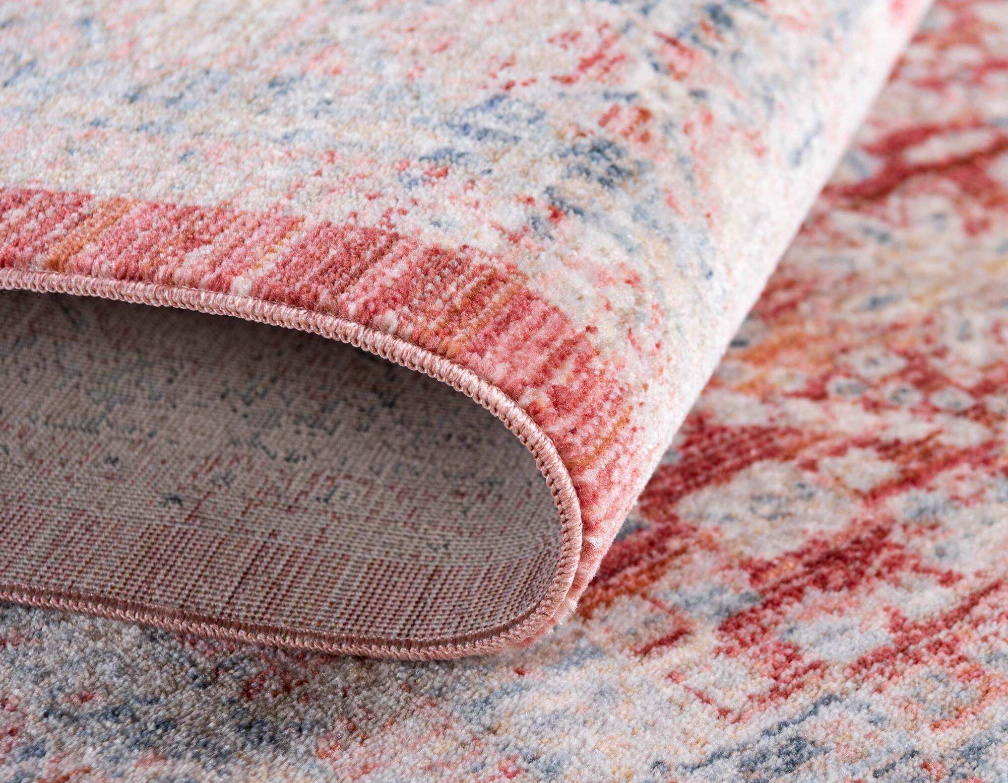 Unique Loom Indoor Rugs - Noble Rectangular 8x10 Rug Red & Beige