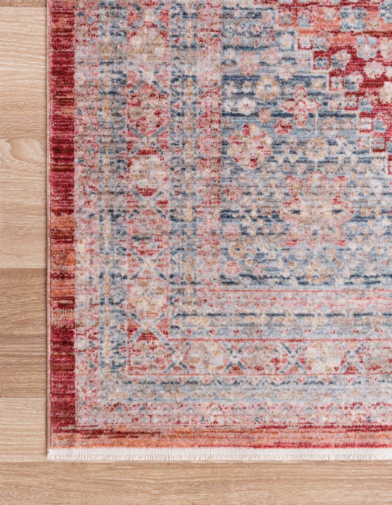 Unique Loom Indoor Rugs - Noble Rectangular 8x10 Rug Red & Beige