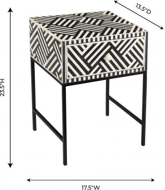 Tov Furniture Side & End Tables - Noire Bone Inlay Side Table