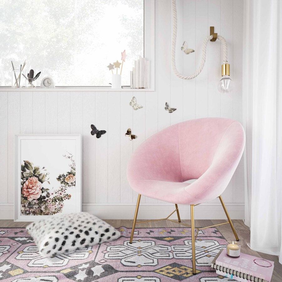 Tov Furniture Accent Chairs - Nolan Velvet Chair Blush