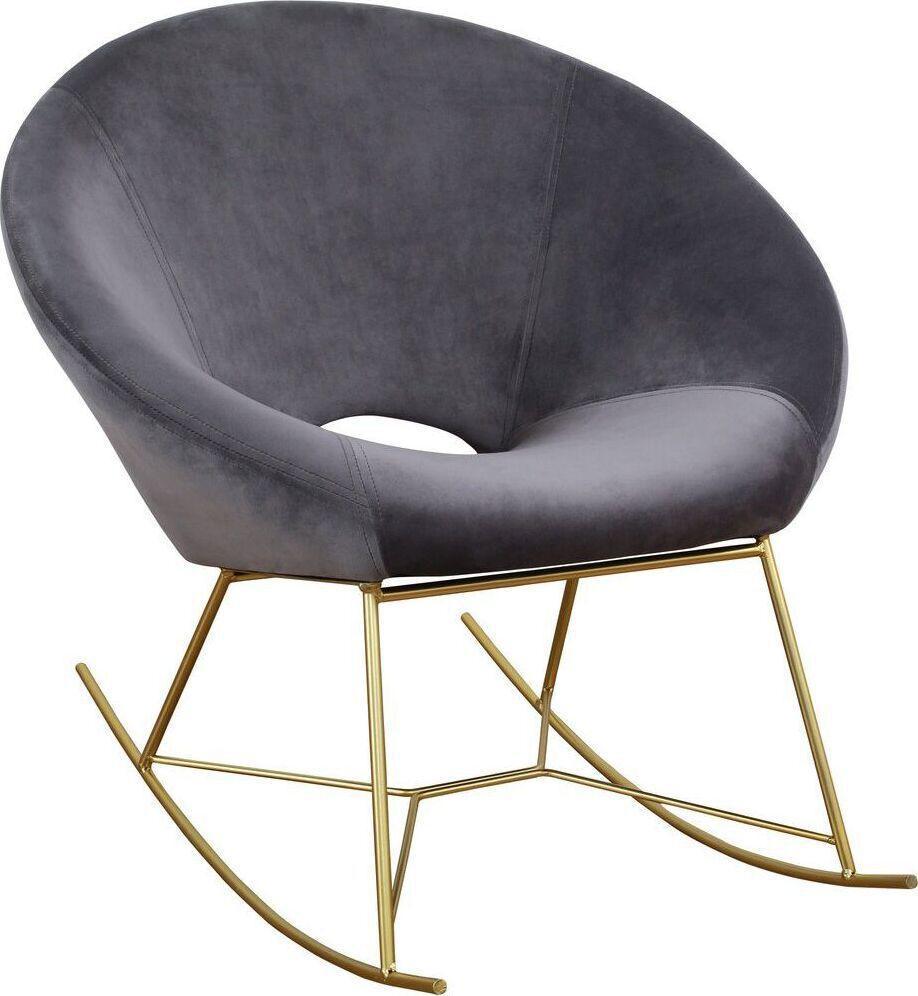 Tov Furniture Accent Chairs - Nolan Velvet Rocking Chair Gray & Gold