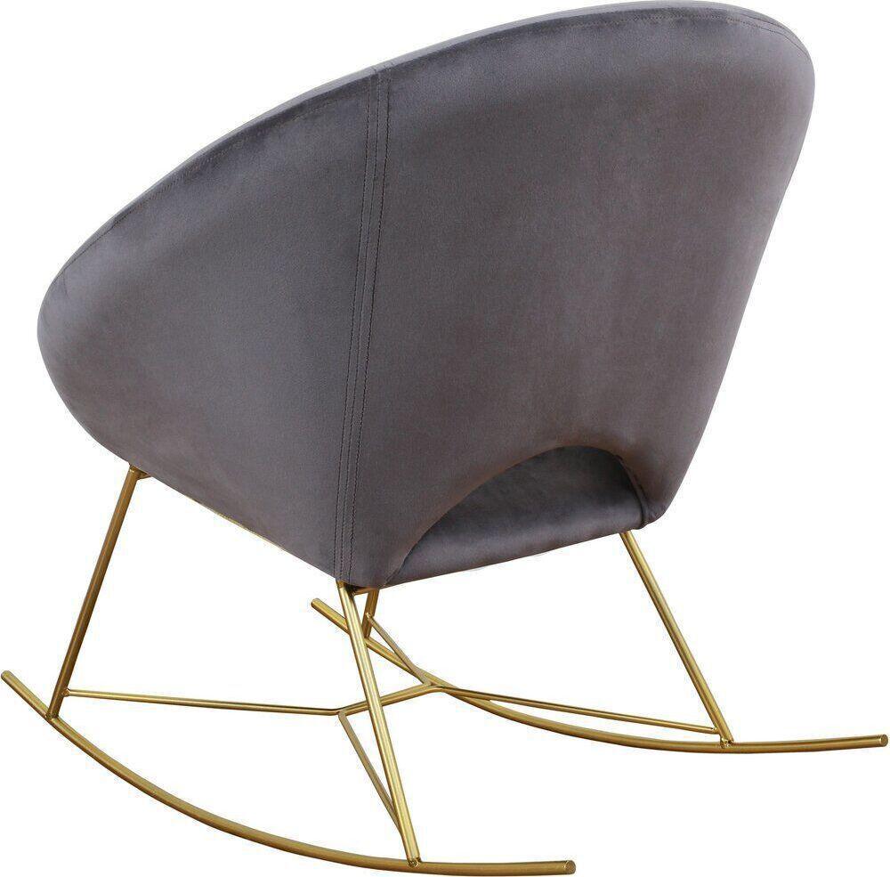 Tov Furniture Accent Chairs - Nolan Velvet Rocking Chair Gray & Gold
