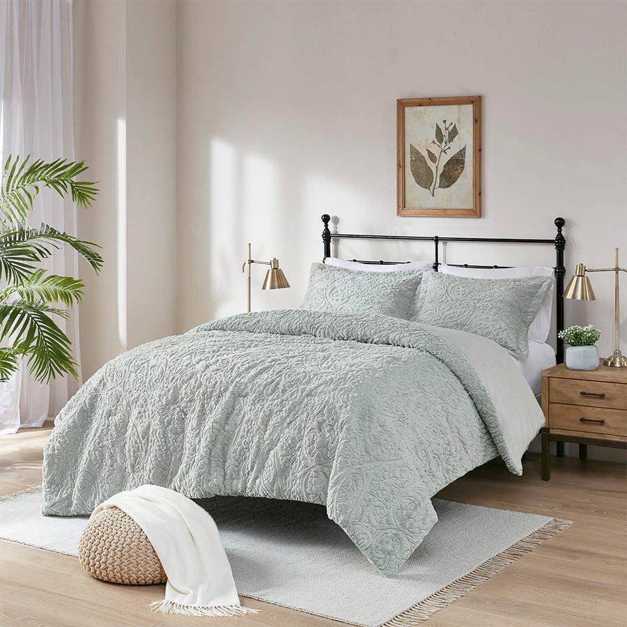 Olliix.com Comforters & Blankets - Norfolk Coastal Ultra Plush Comforter Mini Set Gray Full/Queen