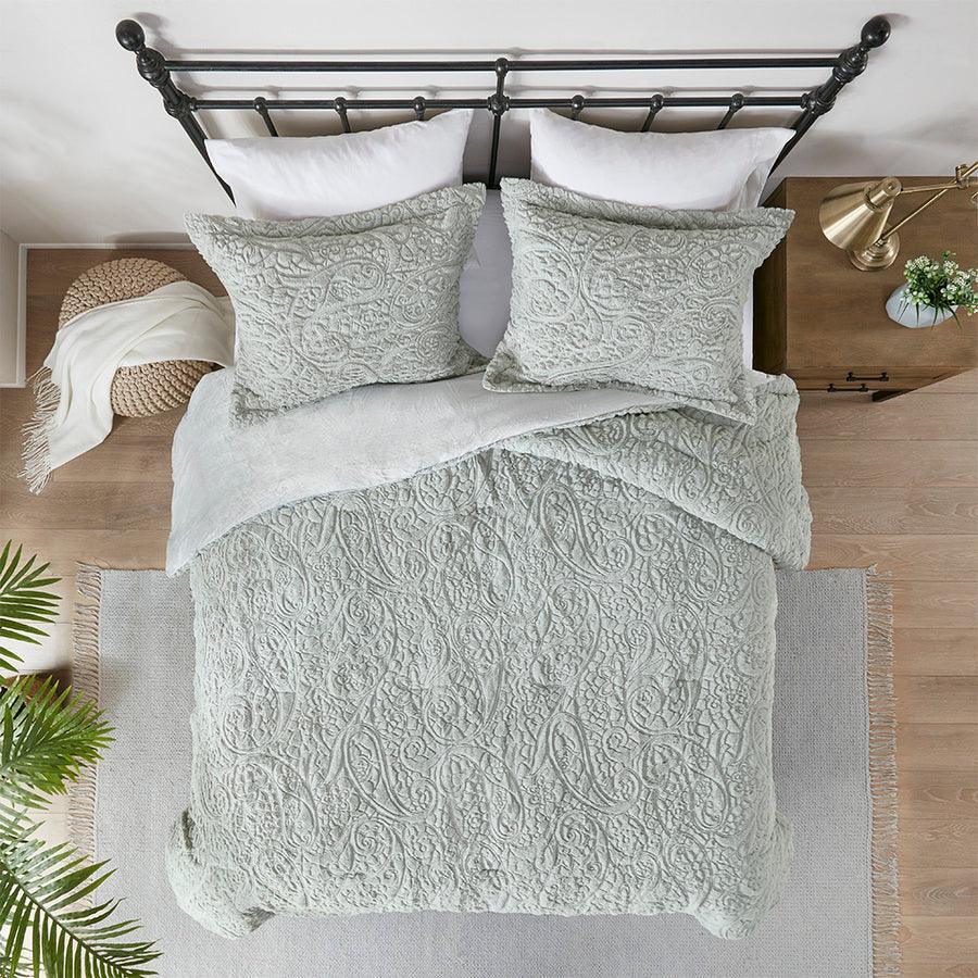 Olliix.com Comforters & Blankets - Norfolk Coastal Ultra Plush Comforter Mini Set Gray Full/Queen