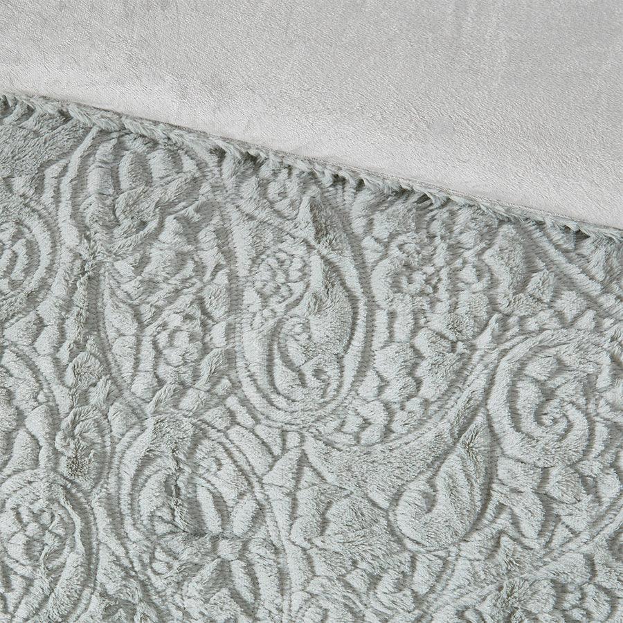 Olliix.com Comforters & Blankets - Norfolk Coastal Ultra Plush Comforter Mini Set Gray Full/Queen