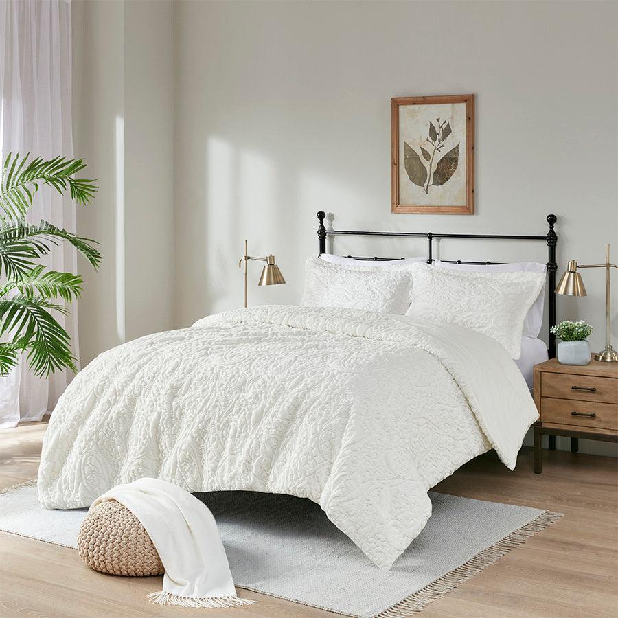 Olliix.com Comforters & Blankets - Norfolk King Ultra Plush Transitional Comforter Mini Set Ivory