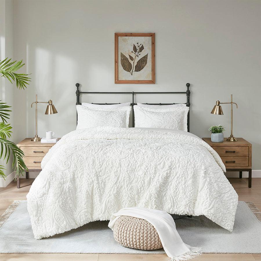 Olliix.com Comforters & Blankets - Norfolk King Ultra Plush Transitional Comforter Mini Set Ivory