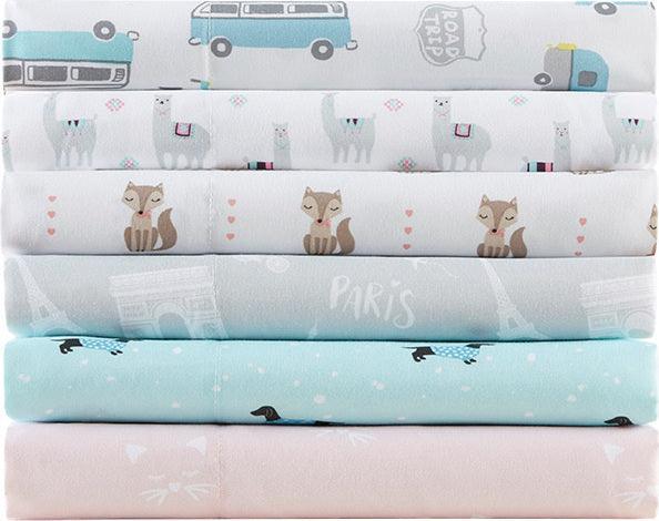 Olliix.com Sheets & Sheet Sets - Novelty Printed Sheet Set Full Gray Llamas