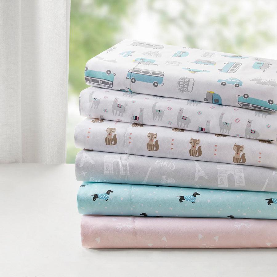 Olliix.com Sheets & Sheet Sets - Novelty Printed Sheet Set Twin Gray Llamas