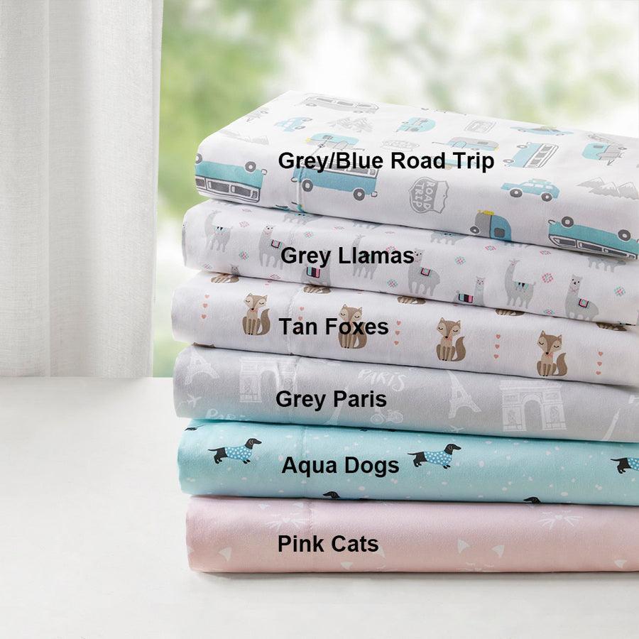 Olliix.com Sheets & Sheet Sets - Novelty Printed Sheet Set Twin XL Gray Llamas