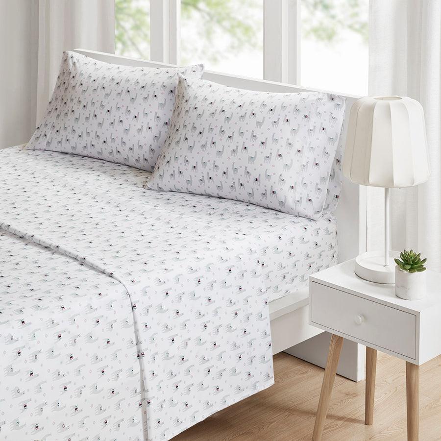 Olliix.com Sheets & Sheet Sets - Novelty Printed Sheet Set Twin XL Gray Llamas