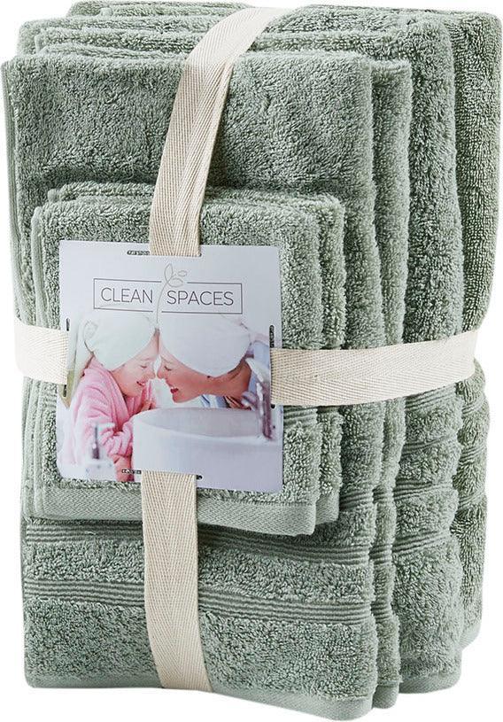 Olliix.com Bath Towels - Nurture Sustainable Antimicrobial 6 Piece Towel Set Green