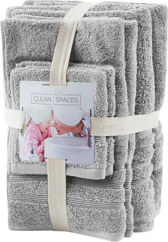 Olliix.com Bath Towels - Nurture Sustainable Antimicrobial 6 Piece Towel Set Grey