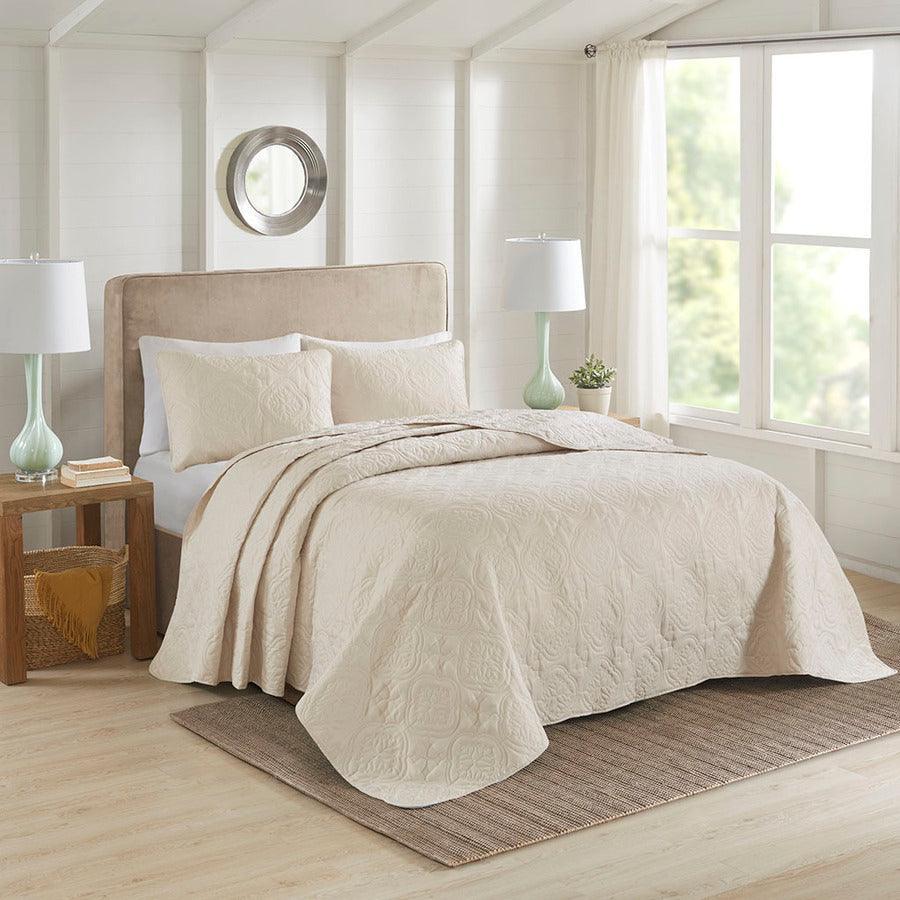 Olliix.com Comforters & Blankets - Oakley Full/Queen 3 Piece Reversible Bedspread Set Cream