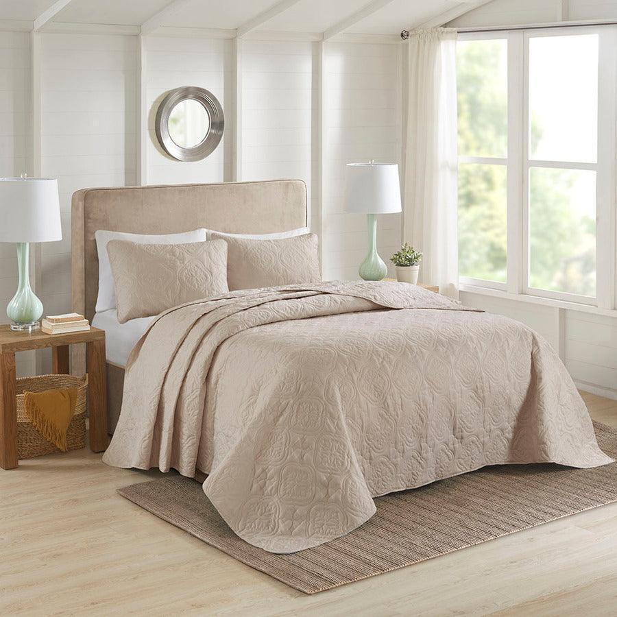 Olliix.com Comforters & Blankets - Oakley Full/Queen 3 Piece Reversible Bedspread Set Khaki