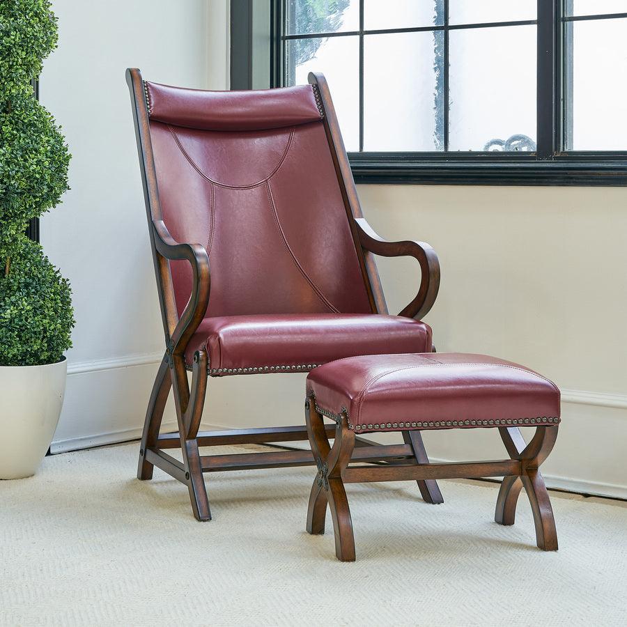 Elements Living Room Sets - Odessa Chair & Ottoman Set Cherry