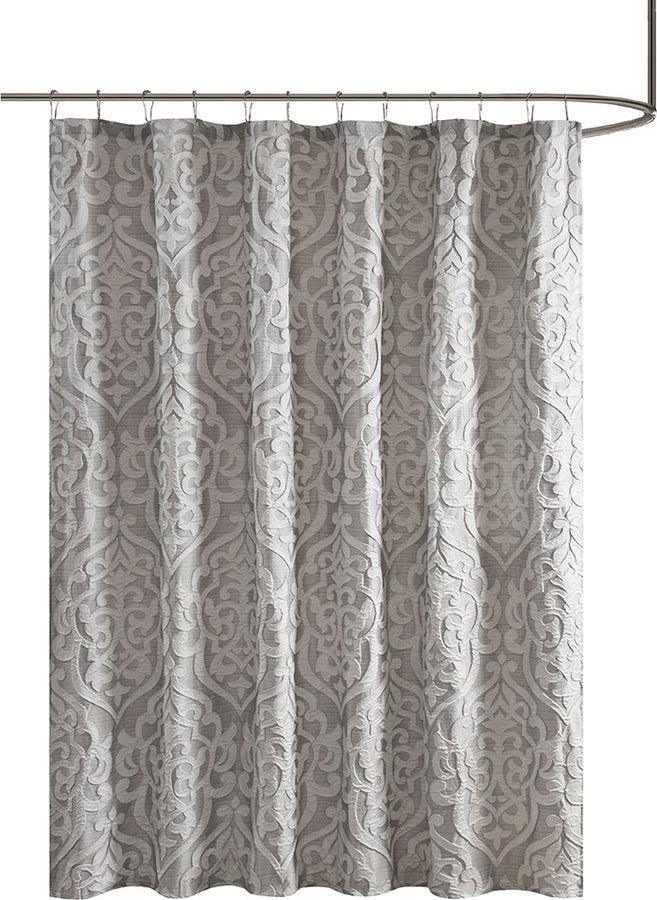 Olliix.com Shower Curtains - Odette Jacquard Shower Curtain Silver