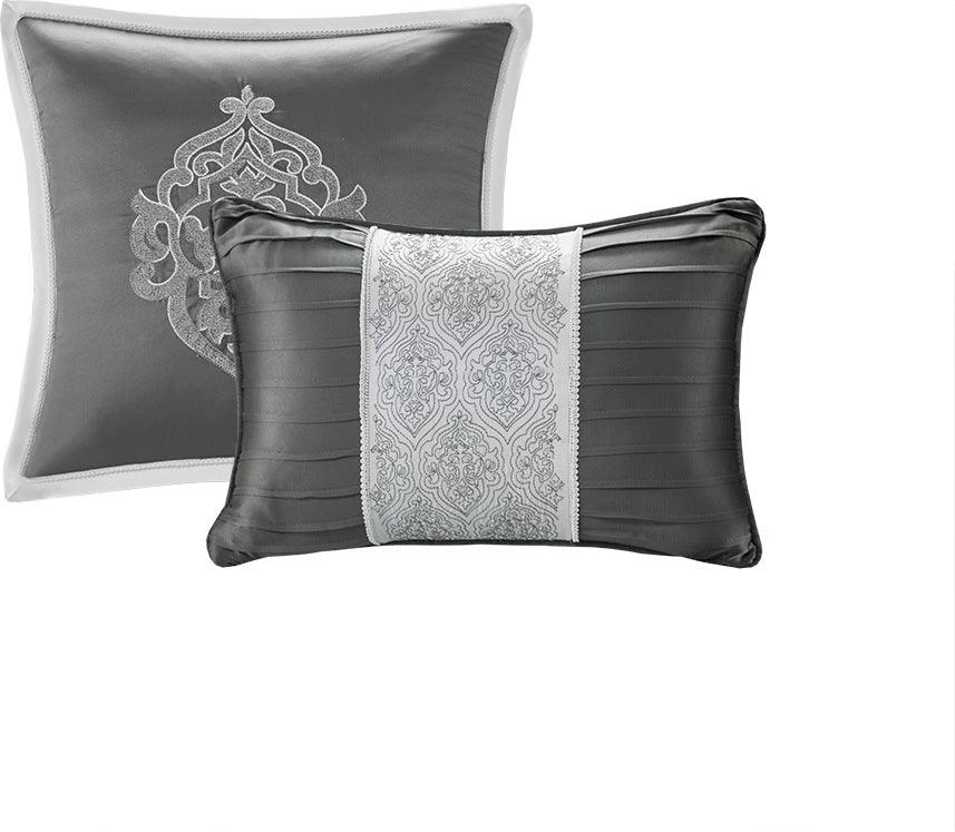 Olliix.com Comforters & Blankets - Odette King 8 Piece Jacquard Comforter Set Silver