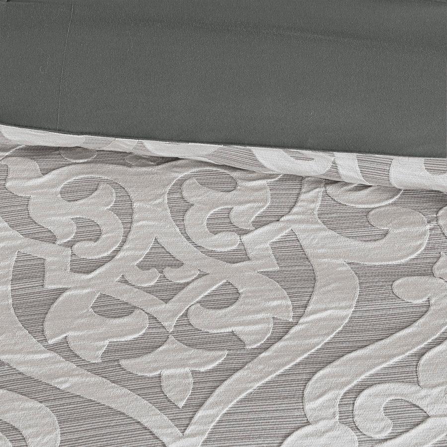 Olliix.com Comforters & Blankets - Odette Lodge/Cabin 8 Piece Jacquard Comforter Set Silver Cal King