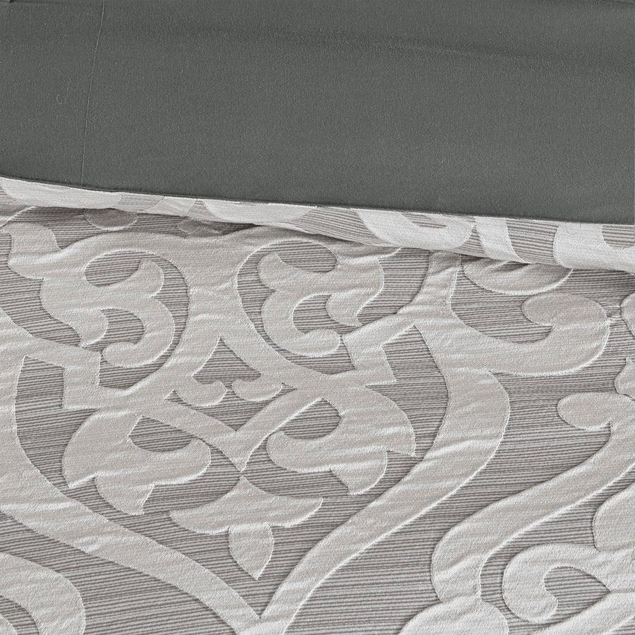 Olliix.com Comforters & Blankets - Odette Transitional 8 Piece Jacquard Comforter Set Silver Queen