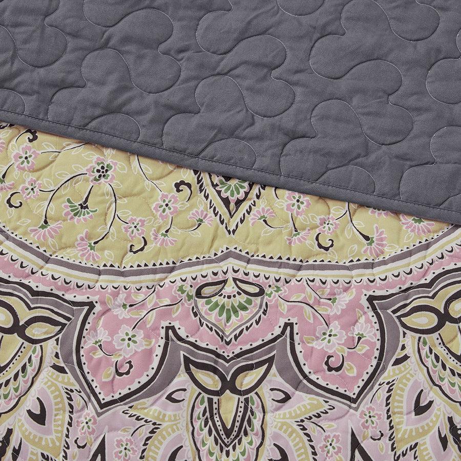 Olliix.com Comforters & Blankets - Odette Twin/Twin XL Boho Reversible Coverlet Set Pink & Gray