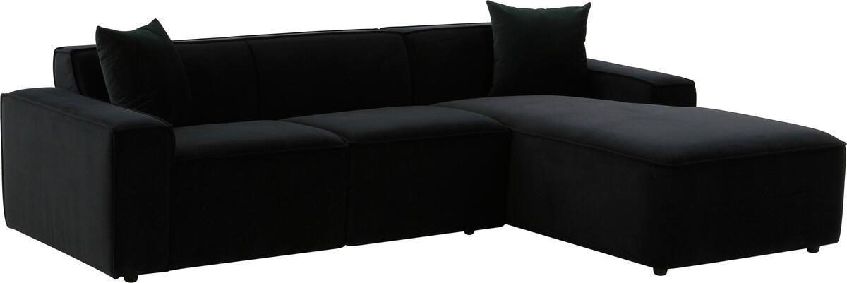 Tov Furniture Sectional Sofas - Olafur Black Velvet Sectional - RAF
