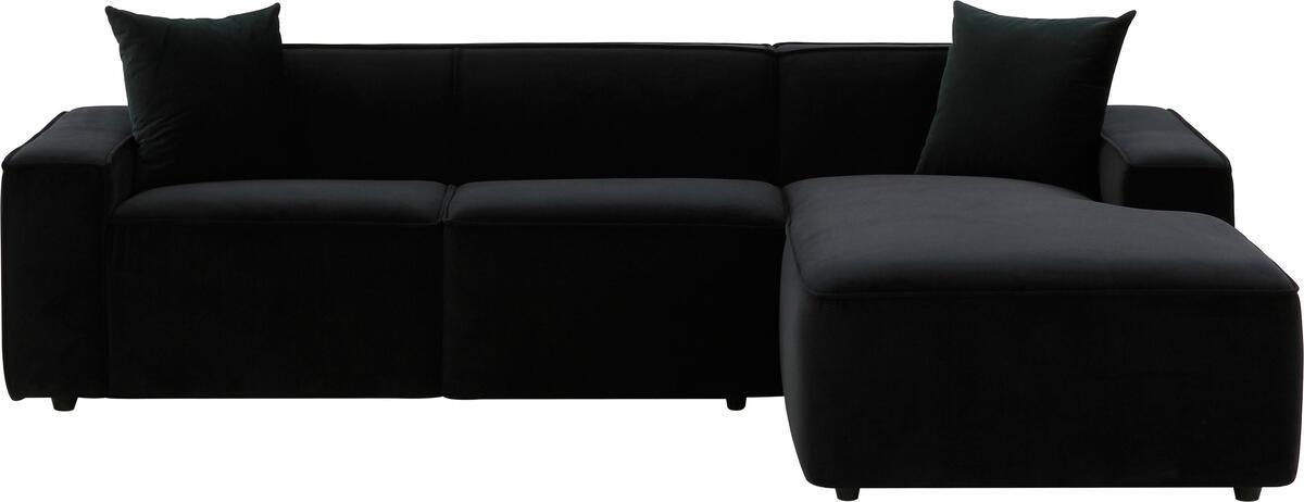 Tov Furniture Sectional Sofas - Olafur Black Velvet Sectional - RAF